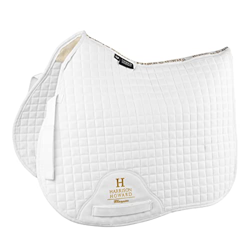 Harrison Howard All-Purpose Saddle Pad Suede Saddle Pad for Horses Use During Everyday Riding - White