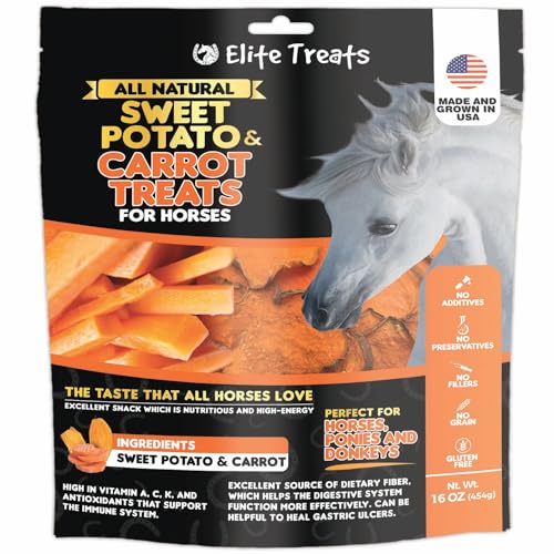 Horse Treats - Sweet Potato & Carrot 16 oz. | All Natural, Dehydrated Treat with No Additives or Preservatives | Made in The USA for Horses, Ponies, Donkeys | Training Treats 16 oz - Sweet Potato & Carrot