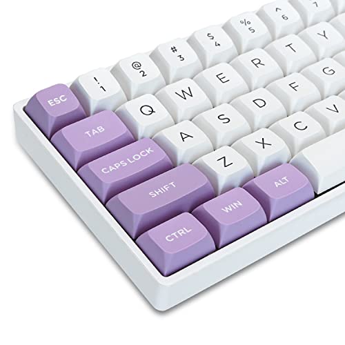 PBT double shot keycaps,custom keycaps,189 Key Full Set,ISA profile Keycaps for 60% 65% 70% 100% Cherry Gateron MX Switches Mechanical Keyboard(White/Purple,only keycaps) - white/purple