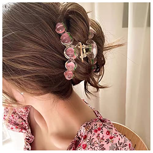 Rose Flower Hair Barrettes Vintage French Peach Camellia Claws Floral Hair Clips Accessories for Women Girls (Style C) - Style C