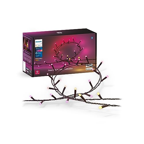 Philips Hue Indoor/Outdoor Holiday 65-Foot Festavia String Lights - 250 Mini Color Changing Smart LEDs - Weatherproof - Control with Hue App - Works with Alexa, Google Assistant and Apple HomeKit - 65ft