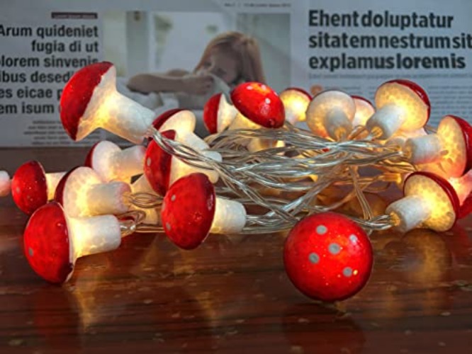 Mushroom String Lights,Mushroom Lamp,Mushroom Light,USB Powered Mushroom Room Decor Light for Bedroom Aesthetic,10.8 ft 30 LED Fairy Lights for Night Light Dorm Birthday Party Home Kitchen Decoration - Warm White