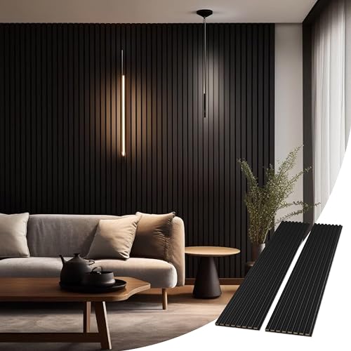 Sound Proofing Matte Laminate Wall Veneer Slat Panels - Black 