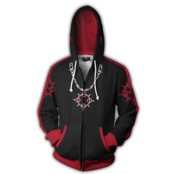 VOSTE Sora Aqua Costume Halloween Game Cosplay Zip Up Hoodie Jacket