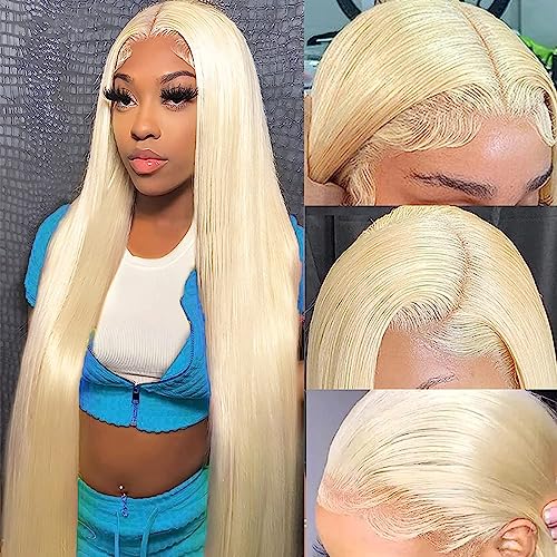 180% 613 Lace Front Wig Human Hair, 13x6 Transparent Lace 613 HD Lace Frontal Wig For Women 12A Straight Blonde Lace Front Wigs Human Hair Pre Plucked With Baby Hair (20inch, 613 13x6 Lace Front Wig Human Hair) - 20 Inch - 613 13x6 Lace Front Wig Human Hair