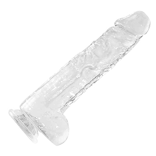 Realistic Dildo for Women,8.5 inch Jelly Dildo with Suction Cup for Hands-Free Play,Adult Sex Toy for Woman and Man - Clear - M