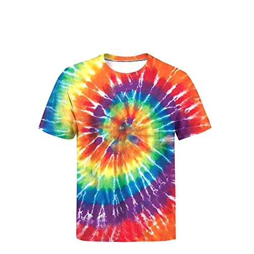 Tie Dye Shirts for Men Women, Short Sleeve Mens Tie Dye Shirts, Mens Women Rainbow Tie Dye T Shirts,Size:S-5XL - Medium - Rainbow Tie Dye