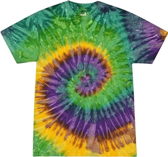 Colortone Unisex Tie Dye T-Shirts for Adults - Medium - Mardi Gras