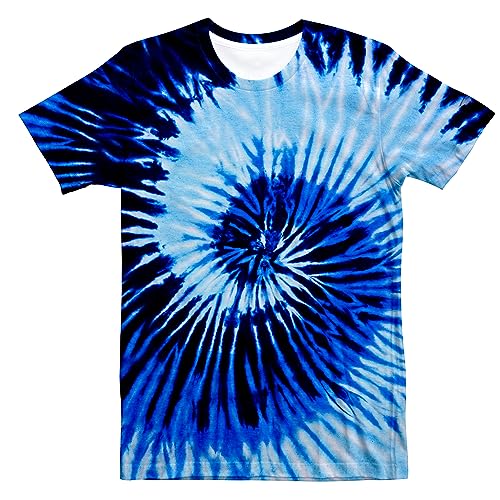 Unisex Retro Tie Dye Shirt - Medium - White Blue Tie Dye