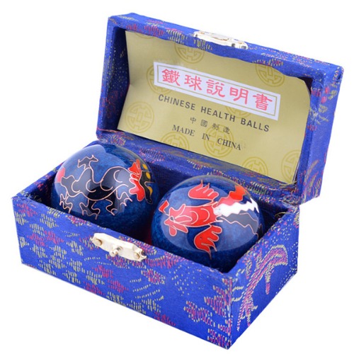 fengshuisale Feng Shui Chinese Health Balls (Blue with Phoenix and Dragon) Red String Bracelet F1119 (1.89inch-Cloisonne) - Cloisonne 1.89inch