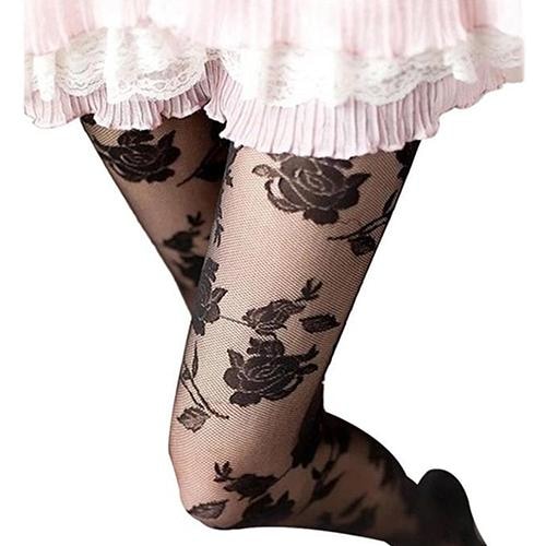 Floral Garden Tights - Black