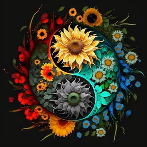 JAKI Sunflower Diamond Painting Kits for Adults- Flowers Diamond Art Kits for Adults,Gem Art Kits for Adults for Gift Home Wall Decor(13.8x13.8inch) - B2065