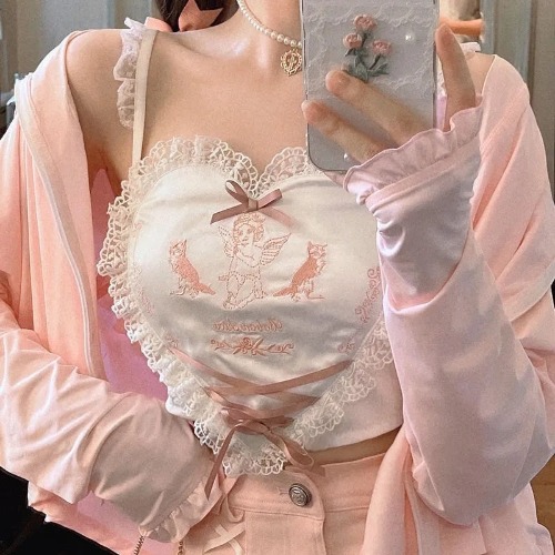 Valentine Angel Crop Top - White / XL