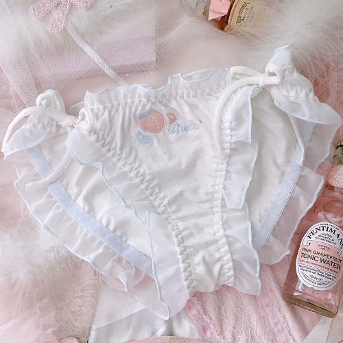 Delicate Peach Panties - Pure Cotton Blue / L