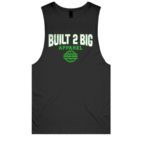 College - Green Muscle Tee | Black / 3XL