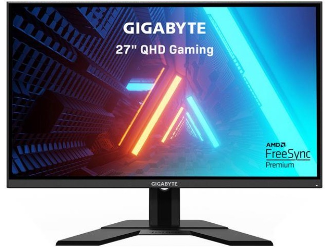 GIGABYTE G27Q 27" 144Hz 1440P Gaming Monitor, 2560 x 1440 IPS Display, 1ms (MPRT) Response Time, 92% DCI-P3, VESA Display HDR400, FreeSync Premium, 1x DisplayPort 1.2, 2x HDMI 2.0, 2x USB 3.0, Height Adjustable