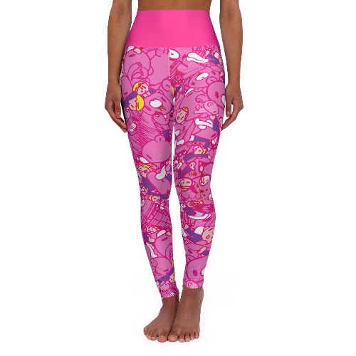Gloomy Chaos [Pink] - High Waisted Yoga Leggings | XS
