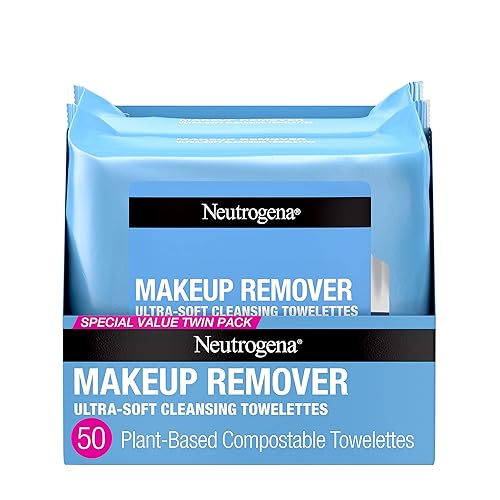 Neutrogena Makeup Remover Wipes, Ultra-Soft Cleansing Facial Towelettes for Waterproof Makeup, Alcohol-Free, Plant-Based, Twin Pack, 25 Count (Pack of 2) - Original - 25 Count (Pack of 2)