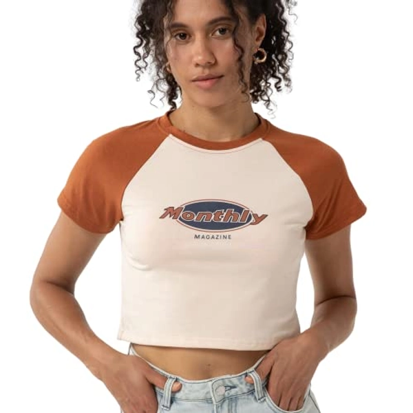 Xinor Graphic Crop Tops for Women Y2k Cute Crew Neck Short Sleeve T-Shirts Teen Summer Clothes Slim Fit Casual Sexy