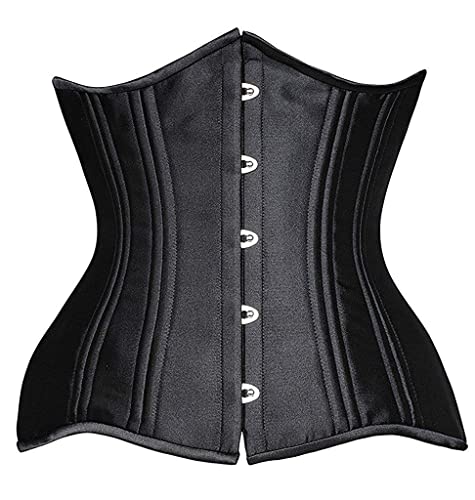 SHAPERX Women 24 Double Steel-Boned Longline Heavy Duty Waist Training Corsets Shaper - X-Large - Black