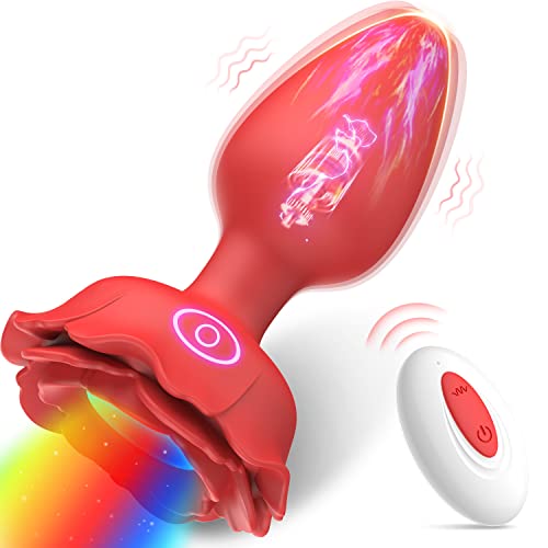 Amorovo Plug Rose Couples Toys for Women, Plug with 10 Vibrations Toys, Women Toys Vibrators Rose Toy, Light Up Toys & Games