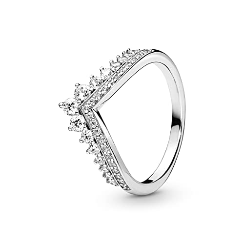 PANDORA Wishbone-Ring Prinzessinnen-Tiara, Sterlingsilber, mit klarem Cubic Zirkonia