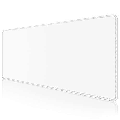 Dapesuom Large Mouse Pad, Extended Gaming Pad with Stitched Edges, Waterproof Desk Pads Non-Slip Base, Computer Keyboard Big Mat for Laptop, Office, 23.6 x 11.8 in, Ivory White 60x30CM-Elfenbeinwei - Ivory White - XL Large (23.6" x 11.8" )