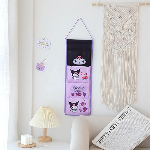Zmioviq Cute Cartoon Hanging Closet Organizers and Storage, 4-Shelf Closet Hanging Storage Shelves for Girls Bedroom - Purple-1-3