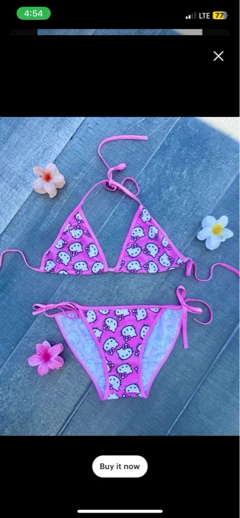 Kitty Swim Bikini TOP ONLY | Bikini Swimsuit | Women's Swimwear | Swimwear | Sanrio | Pink Red Summer Swimsuit |Swimsuit | 2 Piece