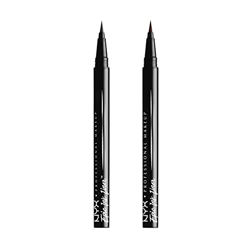 NYX PROFESSIONAL MAKEUP Epic Ink Liner, Waterproof Liquid Eyeliner - Black (Pack Of 2), Vegan Formula - 01 Black - 1 Count (Pack of 2)