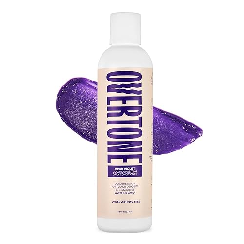 OVERTONE Haircare Daily Conditioner, 8 oz Semi-permanent Hair Conditioner With Shea Butter & Coconut Oil, Prevent Fading & Refresh Color, Vegan, Cruelty-Free, Vivid Violet Extreme Purple - Extreme Purple
