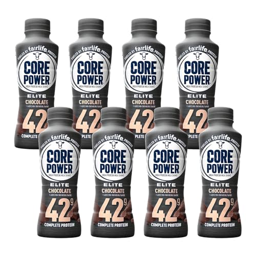 Fairlife Core Power Elite Chocolate (8 Pack) High Protein Milk Shakes 42g - 14 Fl Oz - Ready to Drink for Workout Recovery - by World Group Packing Solutions. - Chocolate - 1.75 Fl Oz (Pack of 8)