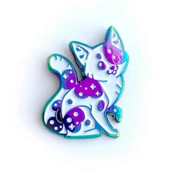 Rainbow Bicolor Cat Enamel Pin