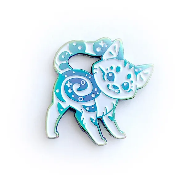 Rainbow Marbled Cat Enamel Pin