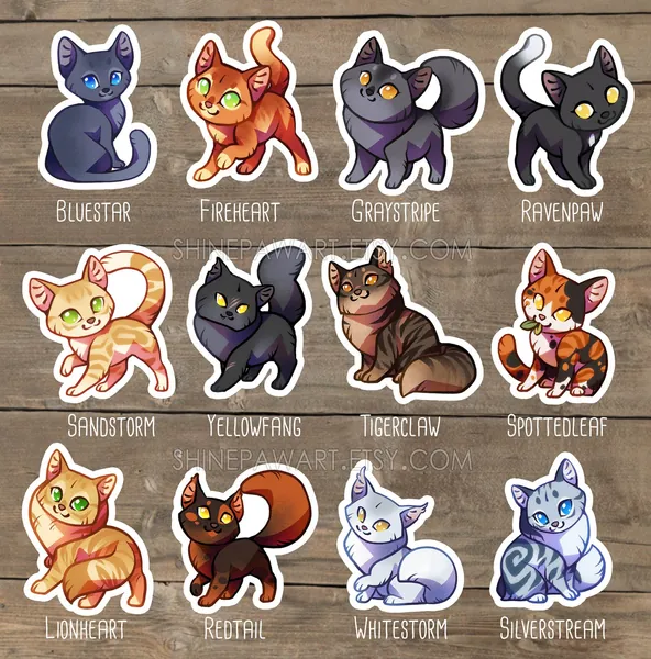 Cute Warrior Cats Sticker Set