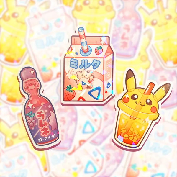 Pokédrinks Holographic Stickers