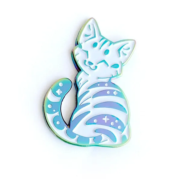 Rainbow Tabby Cat Enamel Pin