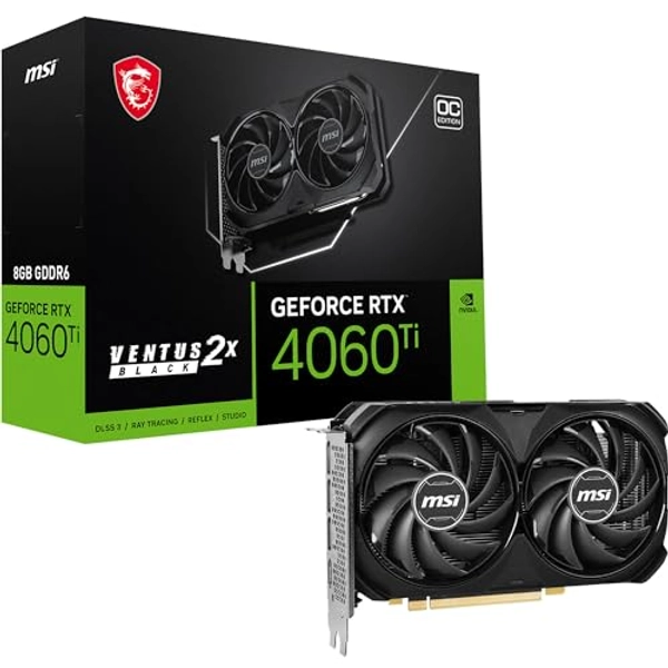 MSI GeForce RTX 4060 Ti Ventus 2X Black 8G OC, 8192 MB GDDR6X