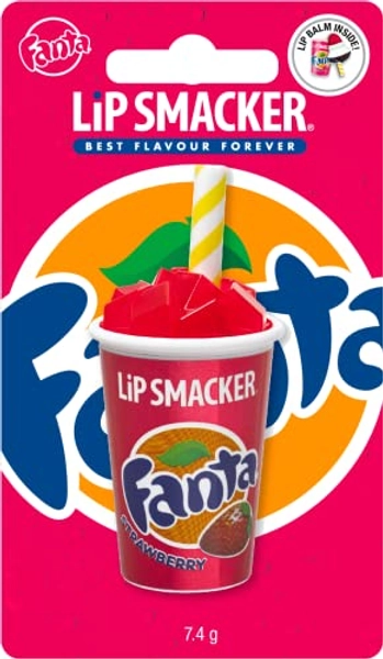 Lip Smacker - Collection Canettes Coca-Cola - Baume à Lèvres pour Petits et Grands Canette Fanta à la Fraise - Cadeau Sucré pour vos Amis - Emballage Individuel