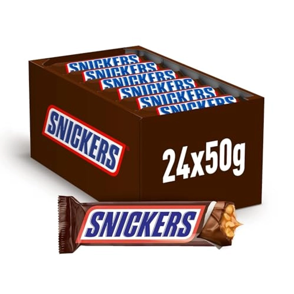 Snickers Bar au caramel et cacahuètes grillées enrobées de chocolat - 24 bars x50g (1200g)
