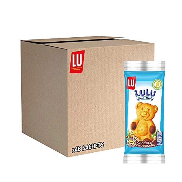 LULU L'Ourson Chocolat - Gâteau Moelleux au Chocolat - Avec Arômes Naturels - Pack de 48 Sachets (30 g)
