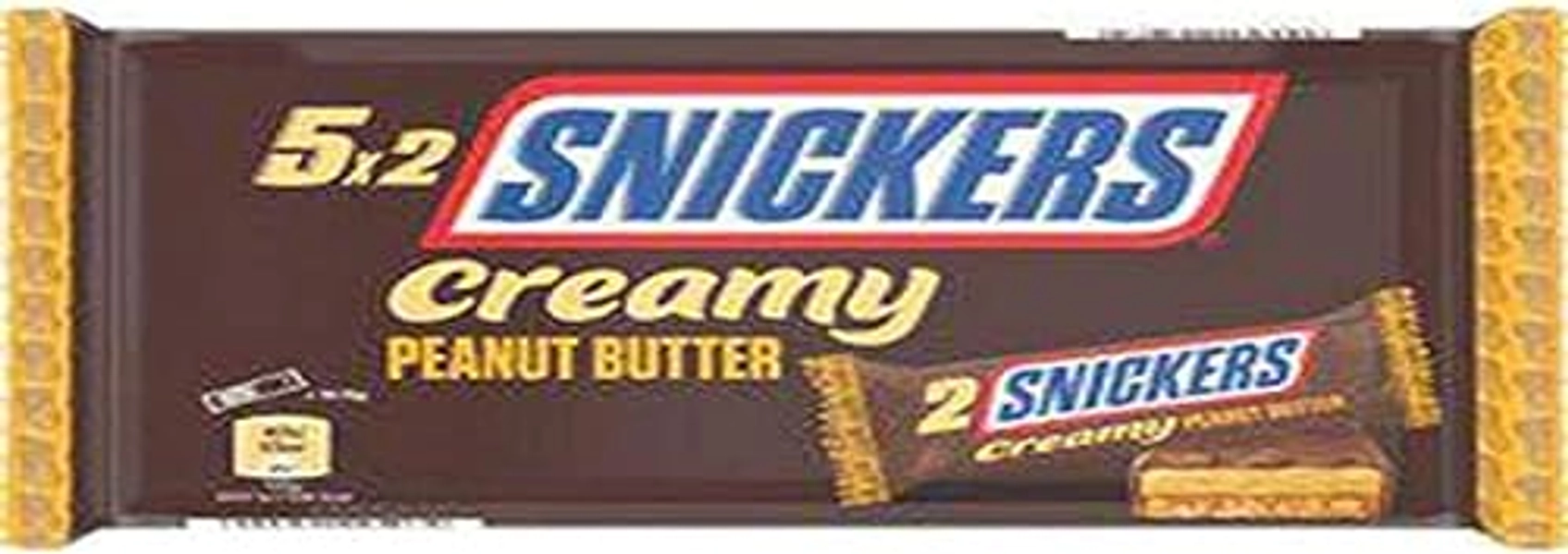 SNICKERS CREAMY - Barre chocolat au lait, caramel et beurre de cacahuètes - 5x2 barres de 36,6g - 182,5g