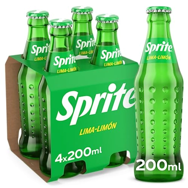 Sprite Citron vert, faible en sucres et calories, Pack 4 bouteilles en verre de 200 ml