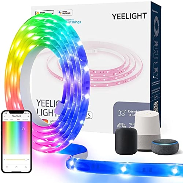 YEELIGHT Bande lumineuse LED intelligente, 2m WiFi RGB LED, synchronisation de musique, application et commande vocale, fonctionne avec Razer Chroma, Homekit, Siri, Alexa, Google