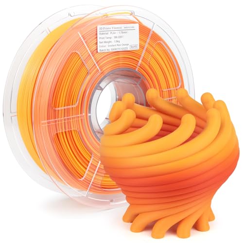 iSANMATE Matte Gradient Multicolors Filament, PLA Plus Rainbow Filament 1.75mm, Fast Change Multicolor Rainbow PLA Filament, Red, Orange 3D Printing Filament 1KG/2.2lb - Matte Red+orange