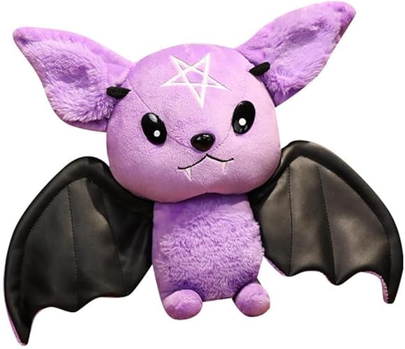 Fuyuu Purple Bat Plush Toy - 11.8" Cute Stuffed Animal Doll for Kids, Halloween & Goth Decor - Purple