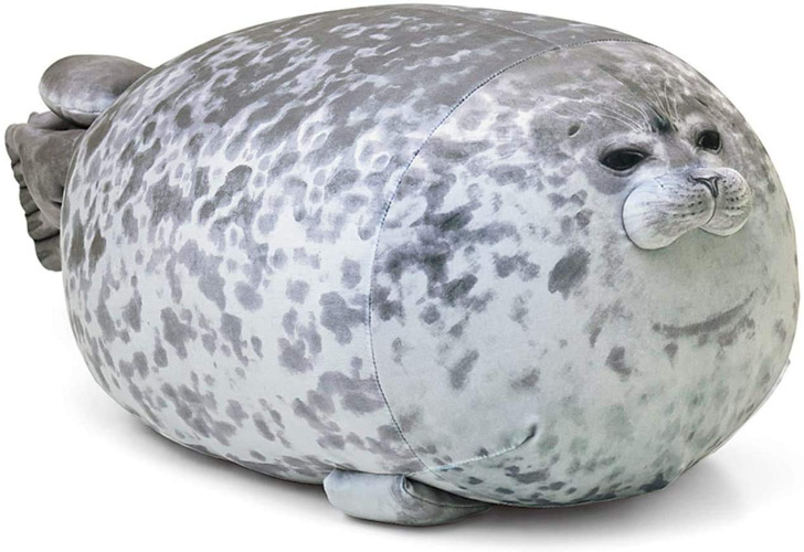MerryXD Chubby Blob Seal Pillow,Stuffed Cotton Plush Animal Toy Cute Ocean Small(13 in) - Grey Small