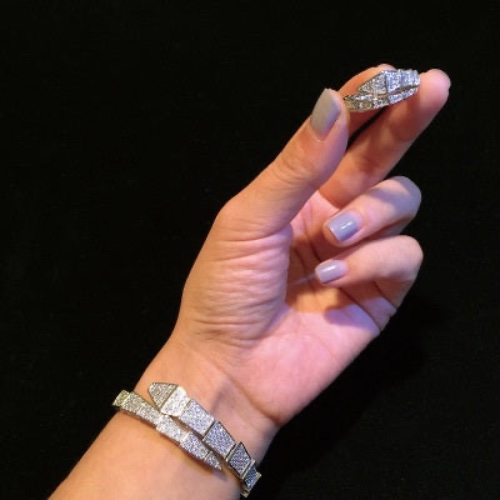 Charming Snake Bracelet And Ring Set - Silver - Gold