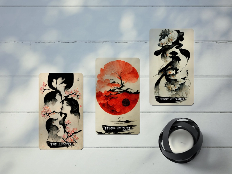 Vintage Tarot Deck, Japanese Art Deck, Tarot Cards, Sumie Art, Tarot Art Deck, Black and White Tarot Deck, Vintage Tarot Cards, Tarot Box