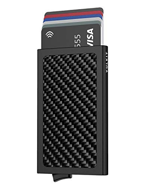 VULKIT Pop Up Wallet, Slim Minimalist Credit Card Holder For Men and Women RFID Blocking Mini Metal Case